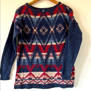 Chaps Denim Aztec Design Lightweight Sweater Size Medium